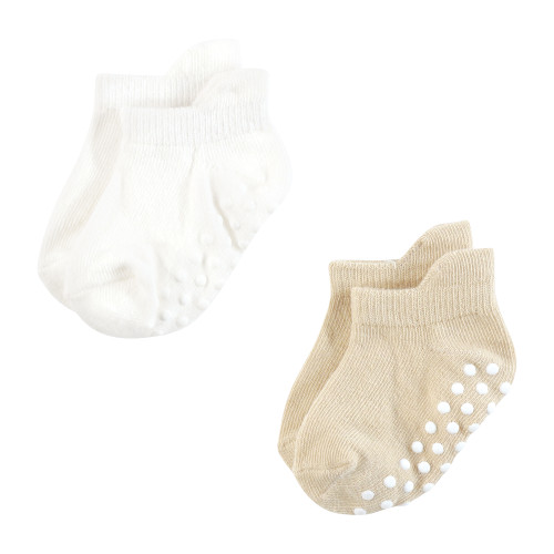 Touched By Nature Organic Cotton Socks with Non-Skid Gripper for Fall Resistance, Soft Pink Neutral