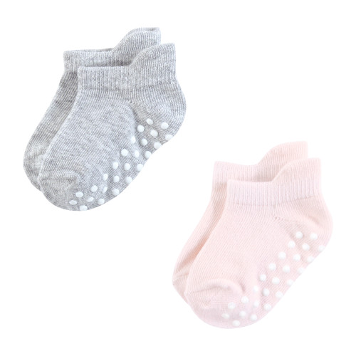 Touched By Nature Organic Cotton Socks with Non-Skid Gripper for Fall Resistance, Soft Pink Neutral