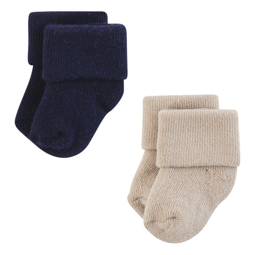 Hudson Baby Cotton Rich Newborn and Terry Socks, Blue Teal Neutral