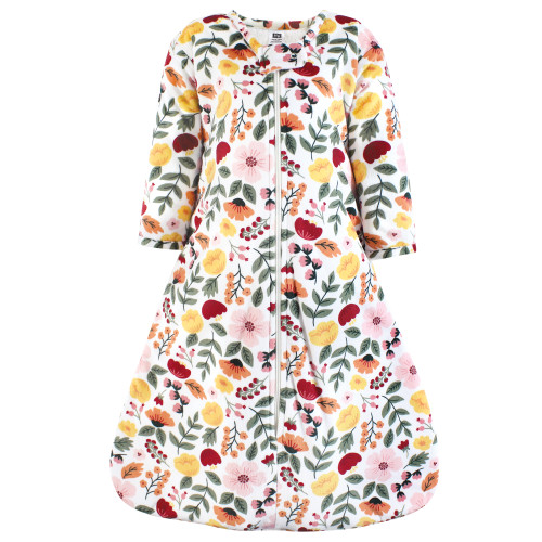 Hudson Baby Long Sleeve Plush Faux Fur Sleeping Bag, Wearable Blanket, Fall Botanical