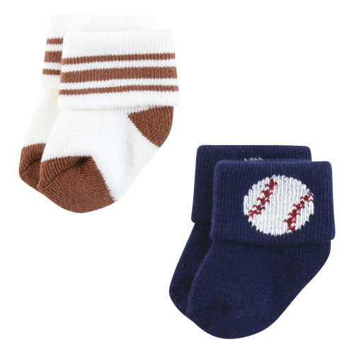 Hudson Baby Cotton Rich Newborn and Terry Socks, Sports Stripes