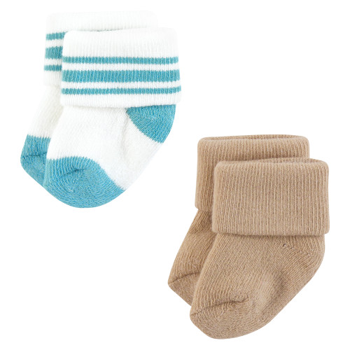 Hudson Baby Cotton Rich Newborn and Terry Socks, Sports Stripes