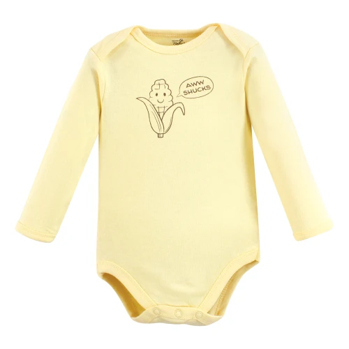 Touched By Nature Organic Cotton Long-Sleeve Bodysuits, Peas And Thank You