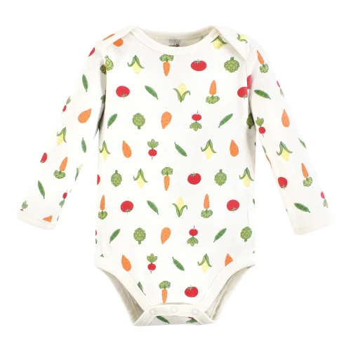 Touched By Nature Organic Cotton Long-Sleeve Bodysuits, Peas And Thank You