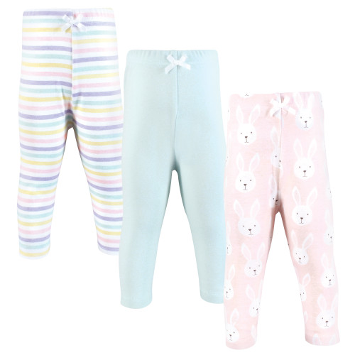 Hudson Baby Cotton Pants and Leggings, Easter Bunny Pink