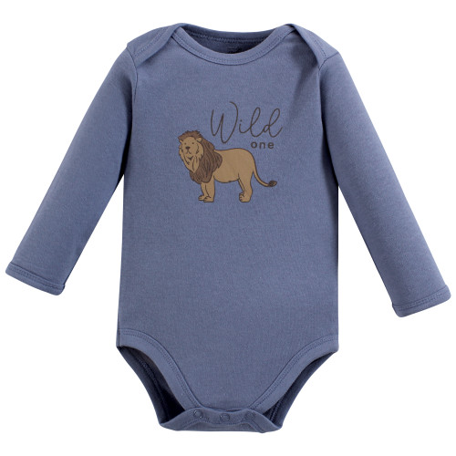 Touched By Nature Organic Cotton Long-Sleeve Bodysuits, Classic Safari