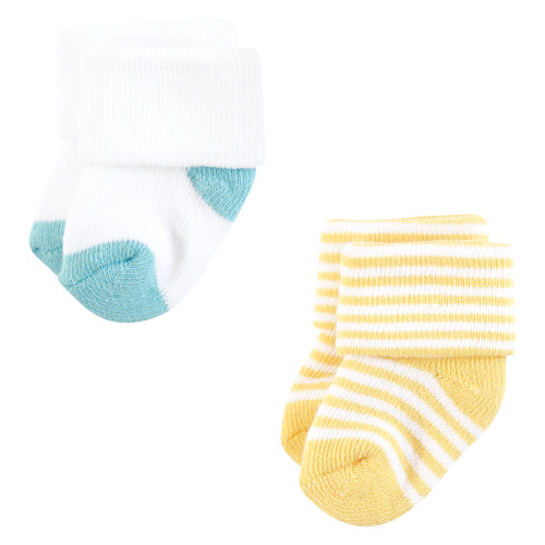 Hudson Baby Cotton Rich Newborn and Terry Socks, Sunshine And Clouds