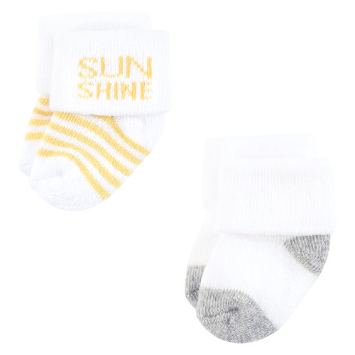 Hudson Baby Cotton Rich Newborn and Terry Socks, Sunshine And Clouds