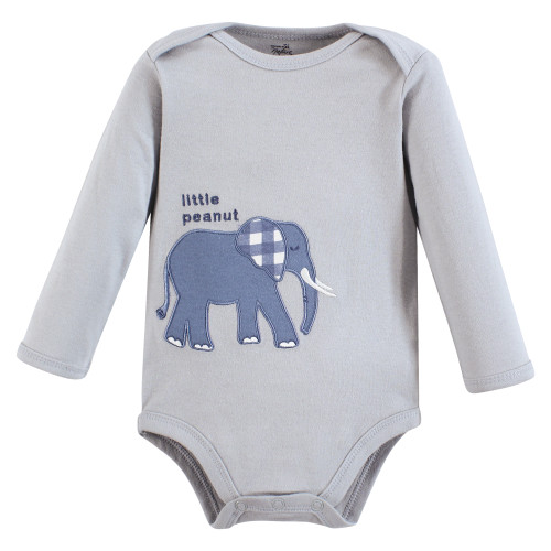 Touched By Nature Organic Cotton Long-Sleeve Bodysuits, Blue Peanut