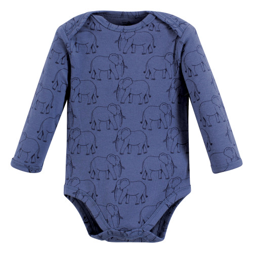 Touched By Nature Organic Cotton Long-Sleeve Bodysuits, Blue Peanut