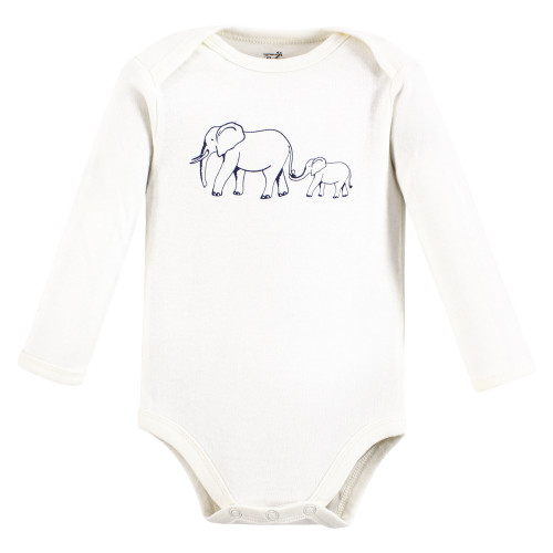 Touched By Nature Organic Cotton Long-Sleeve Bodysuits, Blue Peanut