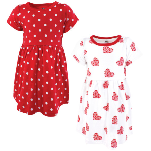 Hudson Baby Cotton Dresses, Valentine Hearts