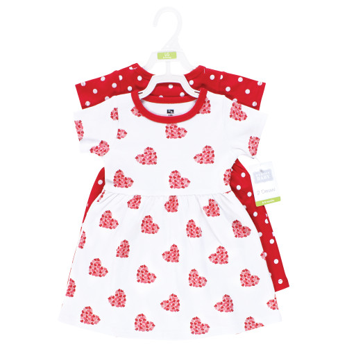 Hudson Baby Cotton Dresses, Valentine Hearts