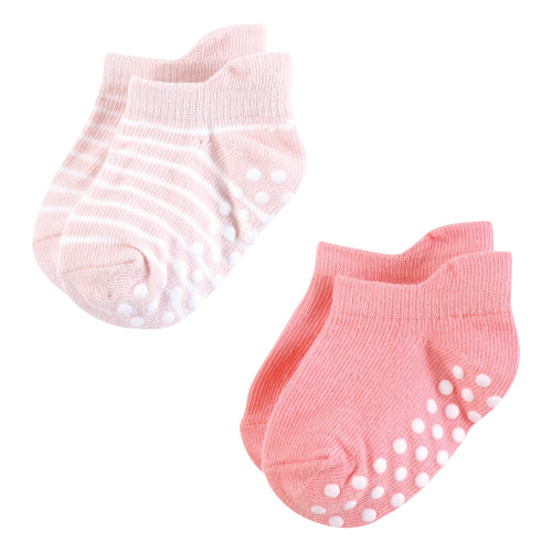 Hudson Baby Non-Skid No-Show Socks, Girl Asst Stripes