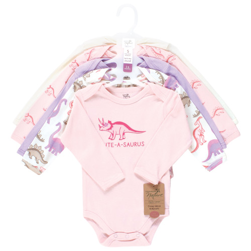 Touched By Nature Organic Cotton Long-Sleeve Bodysuits, Retro Dino