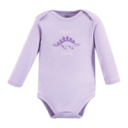 Touched By Nature Organic Cotton Long-Sleeve Bodysuits, Retro Dino