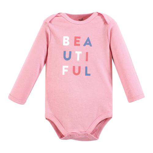Touched By Nature Organic Cotton Long-Sleeve Bodysuits, Bubblegum Floral