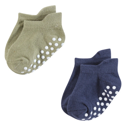 Hudson Baby Non-Skid No-Show Socks, Blue Gray Teal