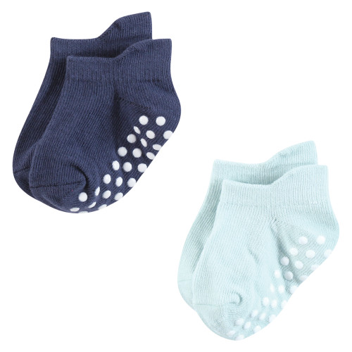 Hudson Baby Non-Skid No-Show Socks, Blue Gray Teal