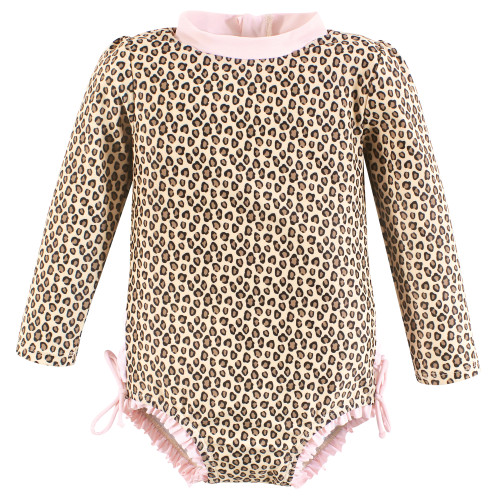Hudson Baby Rashguard Baby and Toddler Swimsuit, Leopard 1