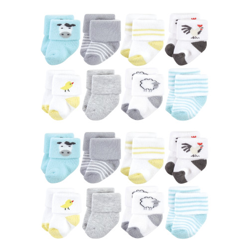 Hudson Baby Cotton Rich Newborn and Terry Socks, Farm 1