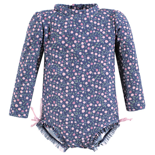 Hudson Baby Rashguard Baby and Toddler Swimsuit, Dainty Peony 1