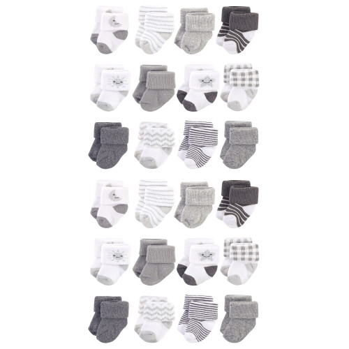 Hudson Baby Cotton Rich Newborn and Terry Socks, Moon 1