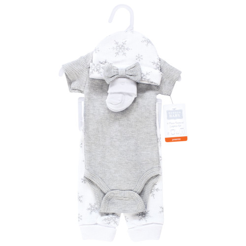 Hudson Baby Thermal Preemie Layette Set 4pc, Snowflake Short Sleeve 1