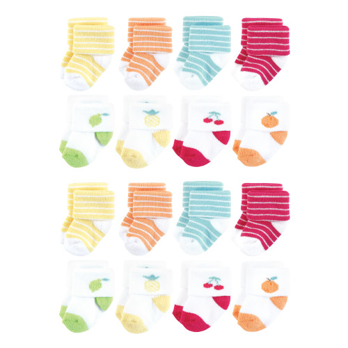 Hudson Baby Cotton Rich Newborn and Terry Socks, Fruity 1