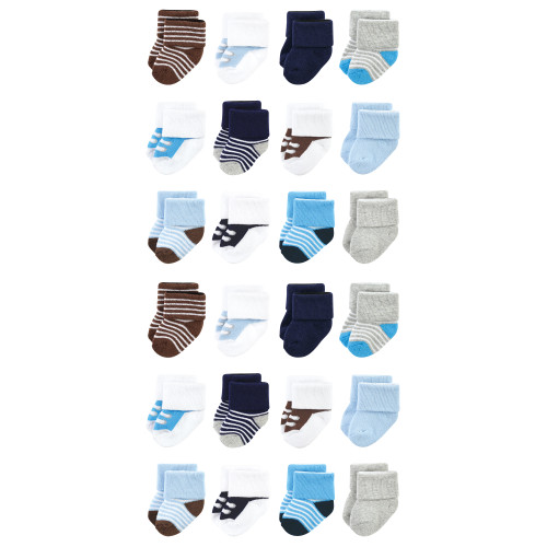 Luvable Friends Newborn and Baby Terry Socks, Blue Navy Sneakers 1