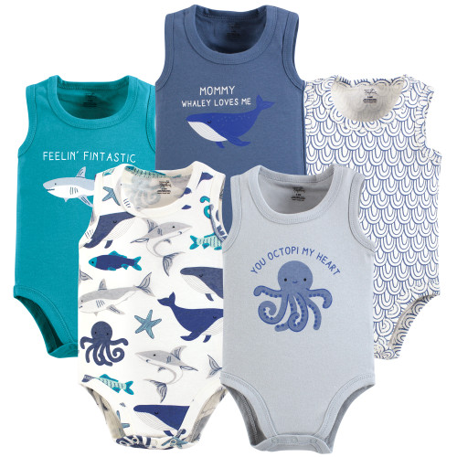 Touched By Nature Organic Cotton Bodysuits, Mystic Sea 1