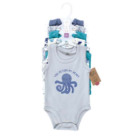 Touched By Nature Organic Cotton Bodysuits, Mystic Sea 1