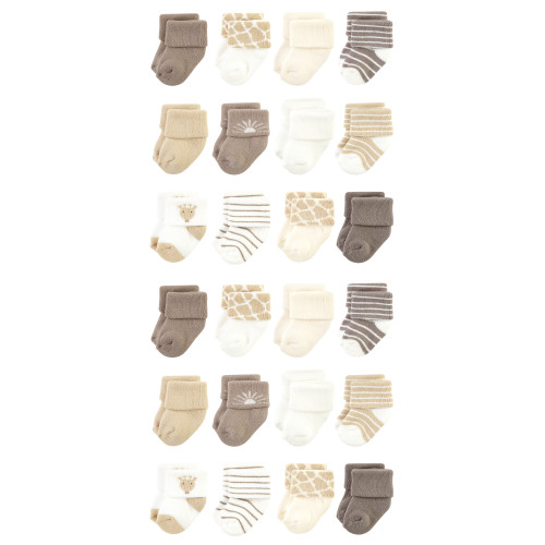 Hudson Baby Cotton Rich Newborn and Terry Socks, Modern Giraffe 1