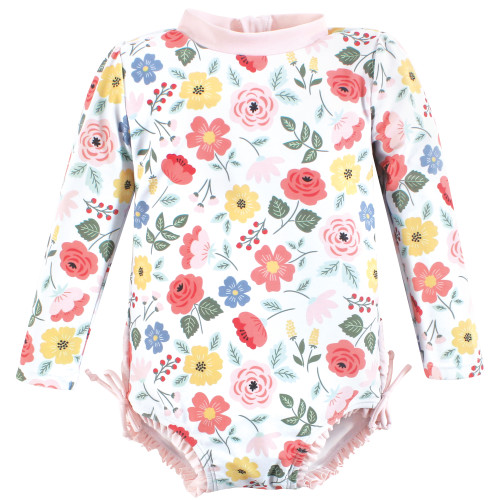 Hudson Baby Rashguard Baby and Toddler Swimsuit, Modern Botanical 1
