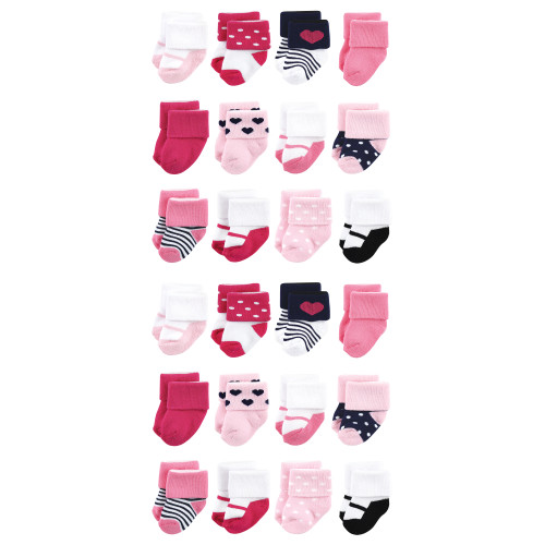 Luvable Friends Newborn and Baby Terry Socks, Navy Mary Janes 1