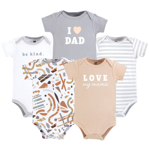 Hudson Baby Cotton Bodysuits 5-Pack, Boy Abstract