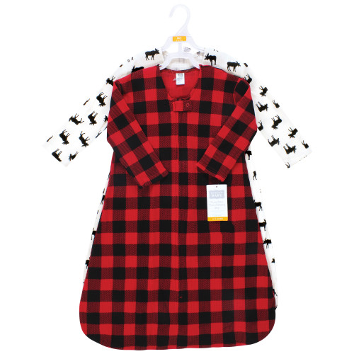 Hudson Baby Thermal Long Sleeve Sleeping Bag 2pk, Buffalo Plaid Moose