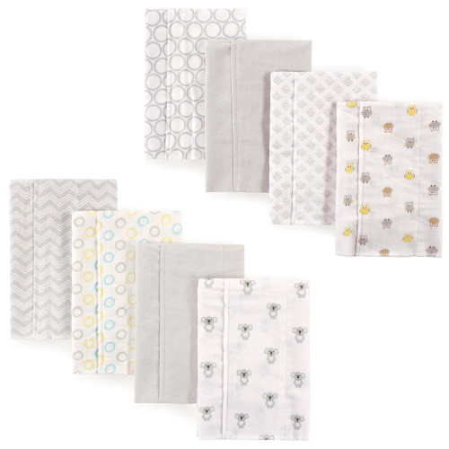 Luvable Friends Cotton Flannel Burp Cloths, Owls And Koalas 8Pack