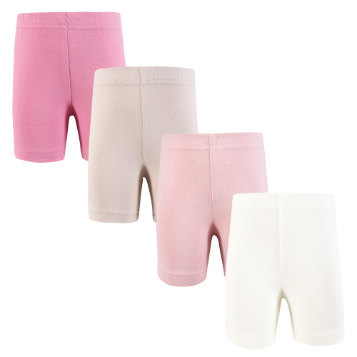 Hudson Baby Shorts Bottoms 4-Pack, Cream Wild Rose