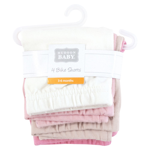 Hudson Baby Shorts Bottoms 4-Pack, Cream Wild Rose
