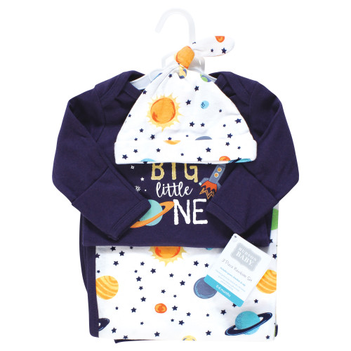Hudson Baby Gown, Swaddle Blanket and Cap or Headband, Solar System