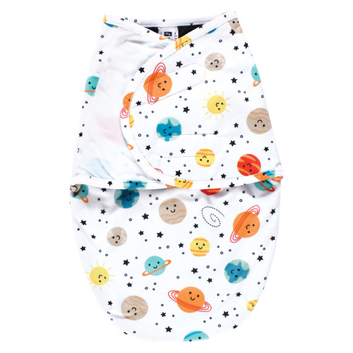 Hudson Baby Plush Faux Fur Swaddle Wrap, Happy Planets