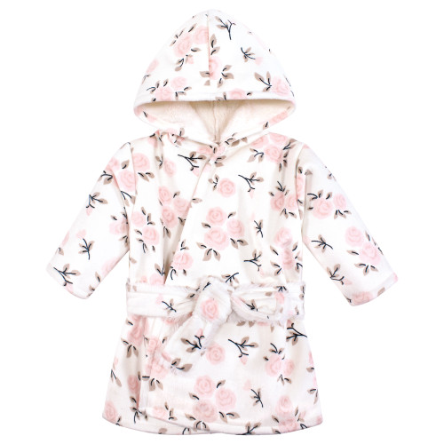 Hudson Baby Mink with Faux Fur Lining Pool and Beach Robe Cover-ups, Neutral Pink Floral