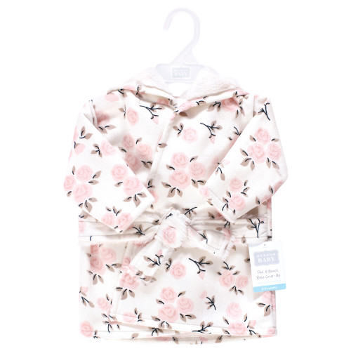 Hudson Baby Mink with Faux Fur Lining Pool and Beach Robe Cover-ups, Neutral Pink Floral