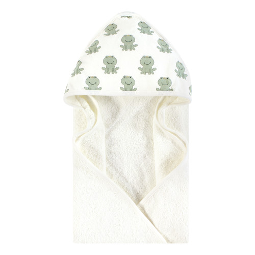Hudson Baby Cotton Animal Face Hooded Towel, Prince Frog