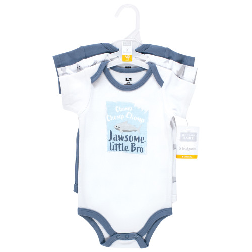 Hudson Baby Cotton Bodysuits 3-Pack, Jawsome Little Bro