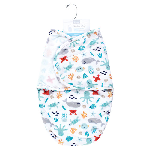 Hudson Baby Plush Faux Fur Swaddle Wrap, Sea Characters