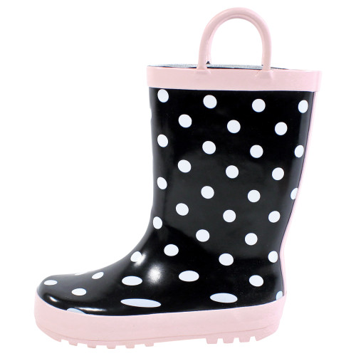 Hudson Baby Rain Boots, Black Dot Pink