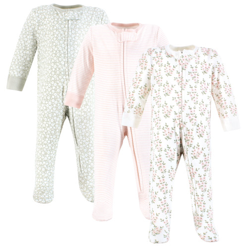 Hudson Baby Cotton Sleep and Play, Pink Sage Florals