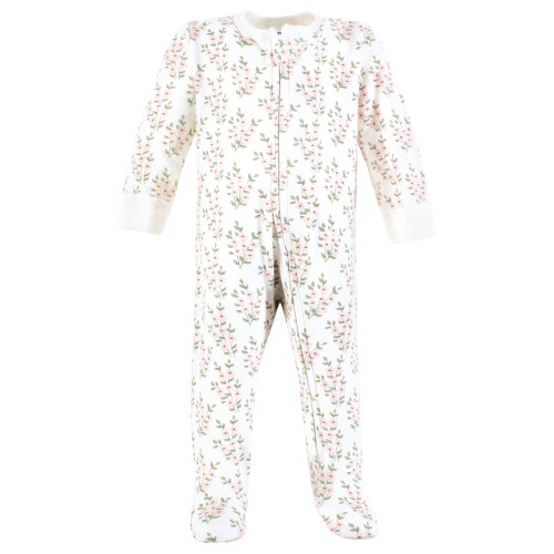 Hudson Baby Cotton Sleep and Play, Pink Sage Florals